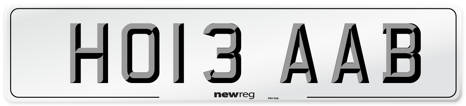 HO13 AAB Number Plate from New Reg